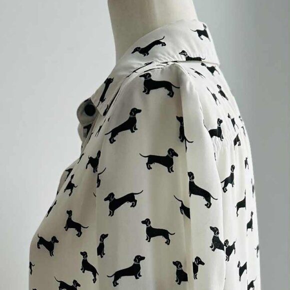 Cartise Ivory & Black Dachshund-Print Lightweight Button Front Blouse – US 4 - Picture 5 of 13